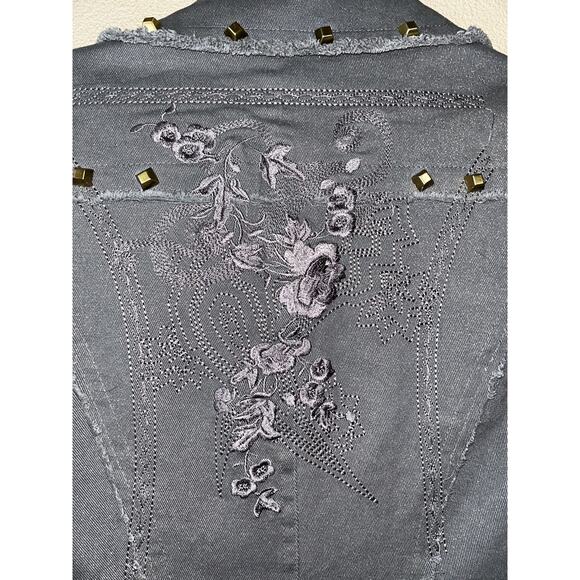 Rufuete B-1 Edition Edgy Rock Distressed Embroidered Studded Raw Edges Coat - Picture 10 of 14
